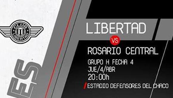 Libertad recibe a Rosario Central en Asuncipon por la Copa Libertadores. (Foto: Libertad)