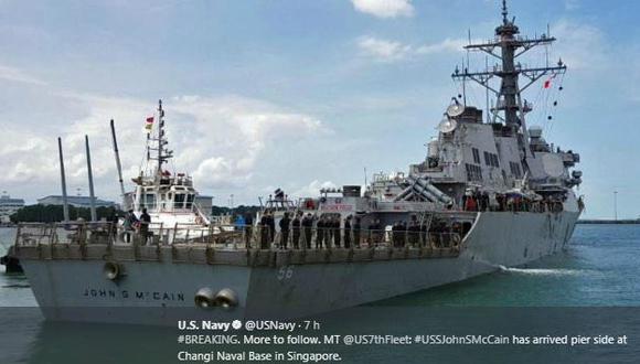 Desaparecen 10 marinos de EEUU en otro choque de un buque militar cerca de Singapur(@USNavy)