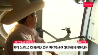 Presidente Pedro Castillo sobrevuela Ventanilla y otras zonas afectadas por derrame de petróleo