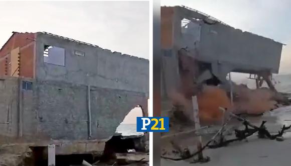 Casa de playa en Zorrito se desplomó debido a oleajes anómalos (Composición)