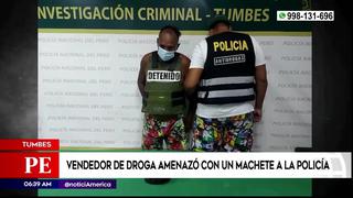 Tumbes: vendedor de droga con machete en mano amenaza a policía para evitar ser detenido