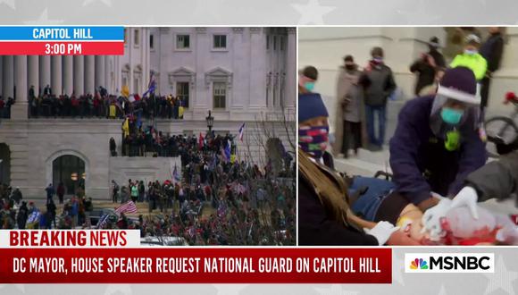 La mujer herida de bala dentro del Capitolio falleció. (Foto: MSNBC)
