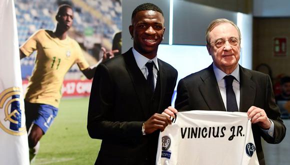 Vinicius Junior aún no tiene el dorsal en la camiseta de Real Madrid (Foto: AFP).