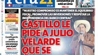 Castillo le pide a Julio Velarde que se quede en el BCR