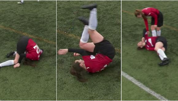 Jane O Toole se dislocó la rodilla en pleno partido, se la acomodó a golpes y siguió jugando. (Twitter)