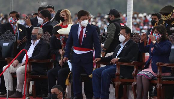En una ceremonia especial en Ayacucho, Guido Bellido juró este 29 de julio como presidente del Consejo de Ministros (Foto: Alessandro Currarino/El Comercio)