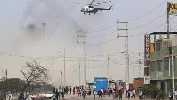 Vecinos reportan a helicóptero de la PNP lanzando bombas lacrimógenas  (Foto: Difusión)