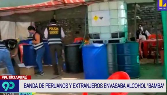 La Policía incautó 20 cilindros con alcohol bamba en un laboratorio clandestino del Rímac. (Latina)
