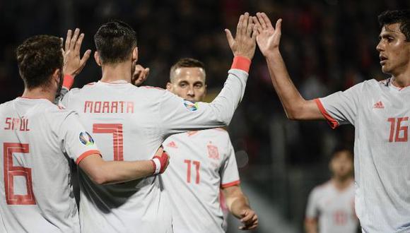 España lidera la clasificación del grupo F de las clasificatorias a la Euro 2020 con seis unidades, seguida por Suecia, Rumania, Malta, Noruega e Islas Feroe. (Foto: AFP)
