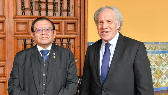 Jorge Luis Salas Arenas y Luis Almagro se reunieron en la Cancillería del Perú. (Foto: JNE)