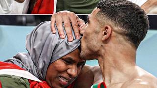 ¡Bonito gesto! Achraf Hakimi celebró con su madre el triunfo de Marruecos
