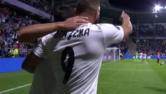 Karim Benzema puso el 1-1 entre Real Madrid y Atlético de Madrid por la Supercopa de Europa. (Captura: YouTube)