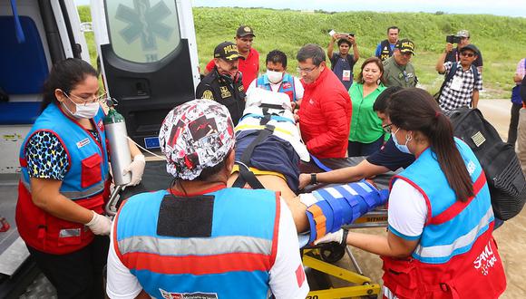 La evacuación aeromédica estuvo a cargo de un helicóptero de la Policía Nacional del Perú y fue supervisada por el ministro de Defensa, Jorge Chavez Cresta.