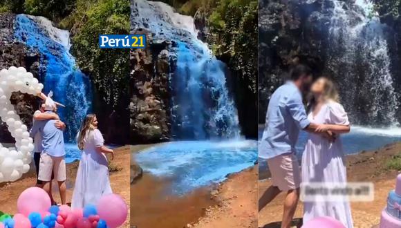 Los usuarios critican la irresponsabilidad de los padres que el hecho de pintar de color azul la cascada del río Queima-Pé no fue la mejor alternativa para revelar el sexo del bebé.
