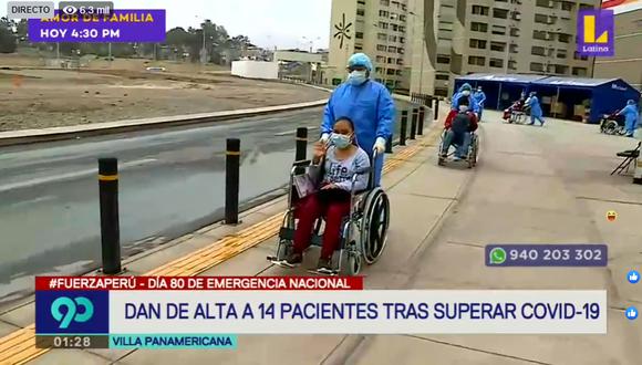 Entre aplausos, los pacientes recuperados fueron despedidos de la Villa Panamericana. (Foto captura: Latina)