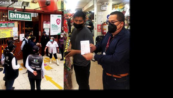Control riguroso en Pueblo Libre: más de 500 personas no pudieron ingresar a mercados y centros comerciales por no portar con su carné de vacunación con las dosis contra la COVID-19. (Foto: Municipalidad de Pueblo Libre)