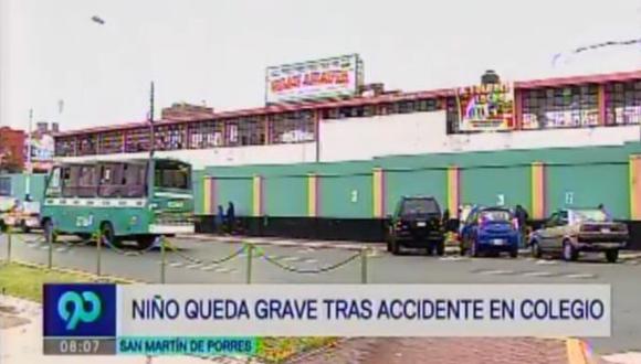 San Martín de Porres: Niño de 11 años quedó grave tras confuso accidente en su colegio (Latina)