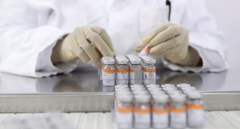 Un empleado recoge viales que contienen CoronaVac, la vacuna de Sinovac contra la enfermedad del coronavirus, en el centro de producción biomédica de Butantan en Sao Paulo, Brasil, el 22 de enero de 2021. (REUTERS / Amanda Perobelli).