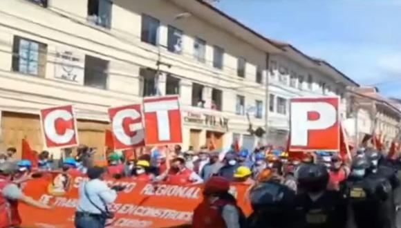 CGTP,  Sutep y otros gremios participan en protesta nacional en siete regiones del país. (Captura: TVPerú)