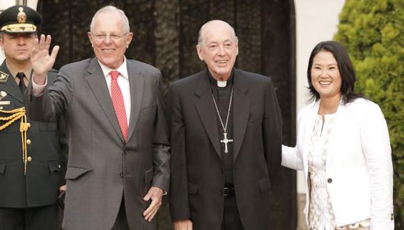 PPK y Keiko Fujimori salen de la residencia del cardenal Juan Luis Cipriani. (Piko Tamashiro/Perú21)