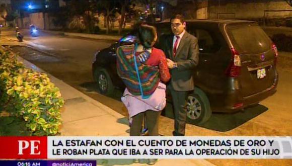 Una mujer fue estafada en Puente Piedra. (Foto: Captura América Noticias)