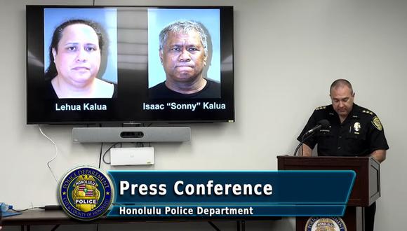 Isaac y Lehua Kalua reportaron la desaparición de su hija en septiembre. Foto: Captura de video TheHonoluluPD)