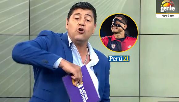 Checho conduce el segmento deportivo de un noticiero (Captura: Latina).