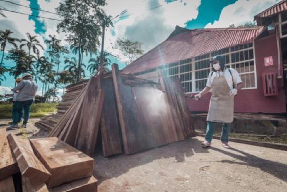 Ucayali: Diresa recibió lote de ataúdes fabricados con madera decomisada para víctimas COVID-19. (Foto: Andina)