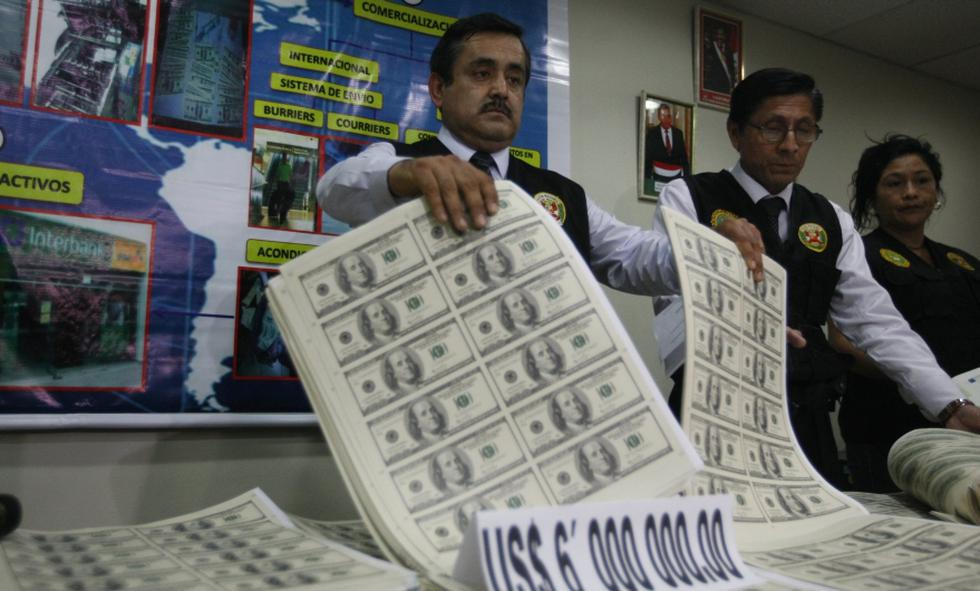 Seis millones de dólares y 400 mil euros falsos fueron incautados. (Mario Zapata/Perú21)
