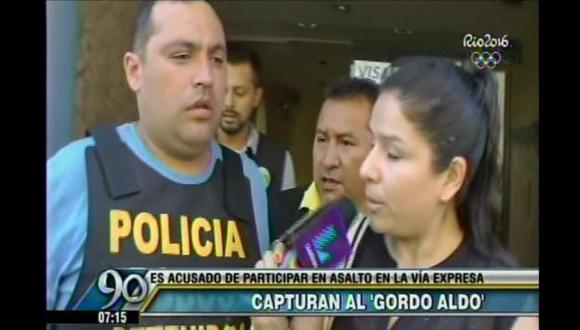El ‘Gordo Aldo’, cómplice del ‘Gordo Puig’ en asalto en la Vía Expresa, fue capturado por la Policía. (Captura de TV)