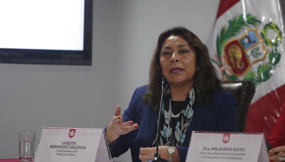 Violeta Bermúdez dijo que coordinarán con entes electorales las medidas contra el coronavirus. (Foto: GEC)