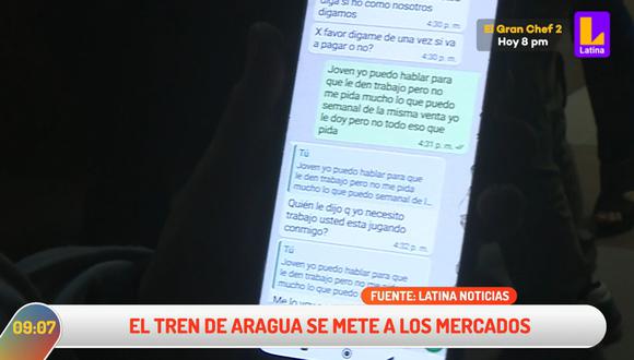 Tren de Aragua exige el pago de 10 mil soles a cada comerciante (Captura de pantalla: Latina Noticias).