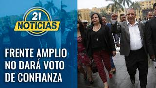 Frente Amplio no dará confianza a Gabinete de Vicente Zeballos