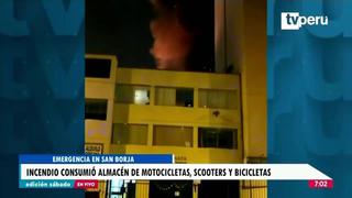 San Borja: Varias unidades de bomberos para apagar incendio en almacén de motocicletas, bicicletas y scooters