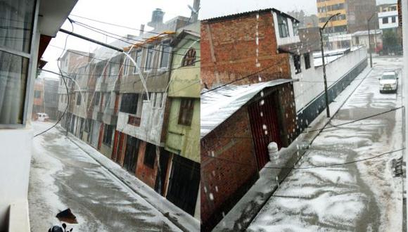 Tras la granizada, la torrencial lluvia, acompañada de tormentas eléctricas, convirtió las calles en riachuelos. (Andina)