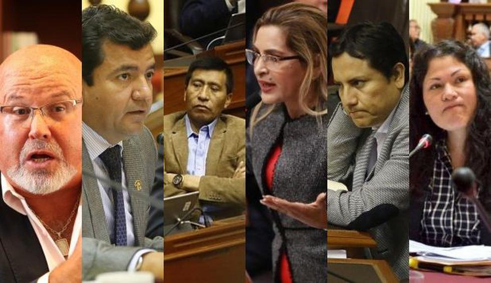 Los seis legisladores que han sido sancionados por la Comisión de Ética en el actual Congreso. (Fotos: GEC / Difusión)
