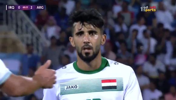 Irak vs Argentina: No le dijeron sobre el fallecimiento de su madre hasta casi el final del partido. (Captura/Twitter)