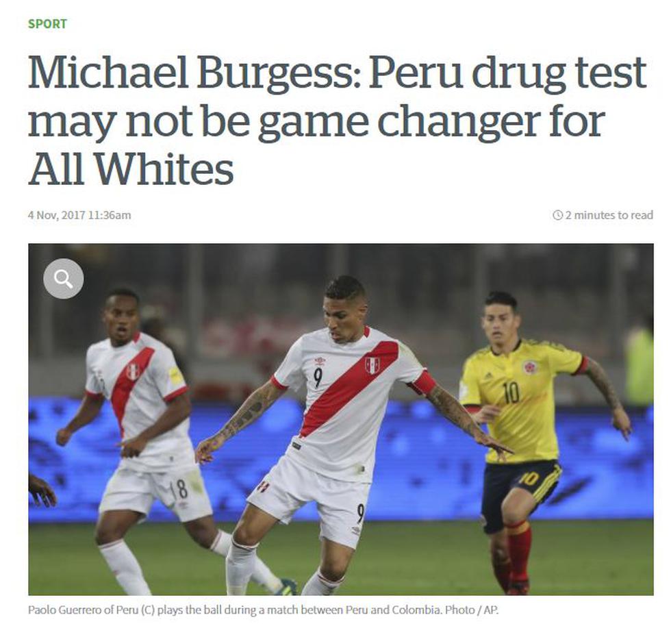 NZ Herald: "Paolo Guerrero no pasa la prueba de drogas".
