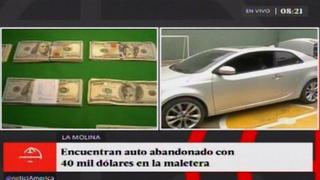 La Molina: Encuentran auto abandonado con 40 mil dólares [VIDEO]