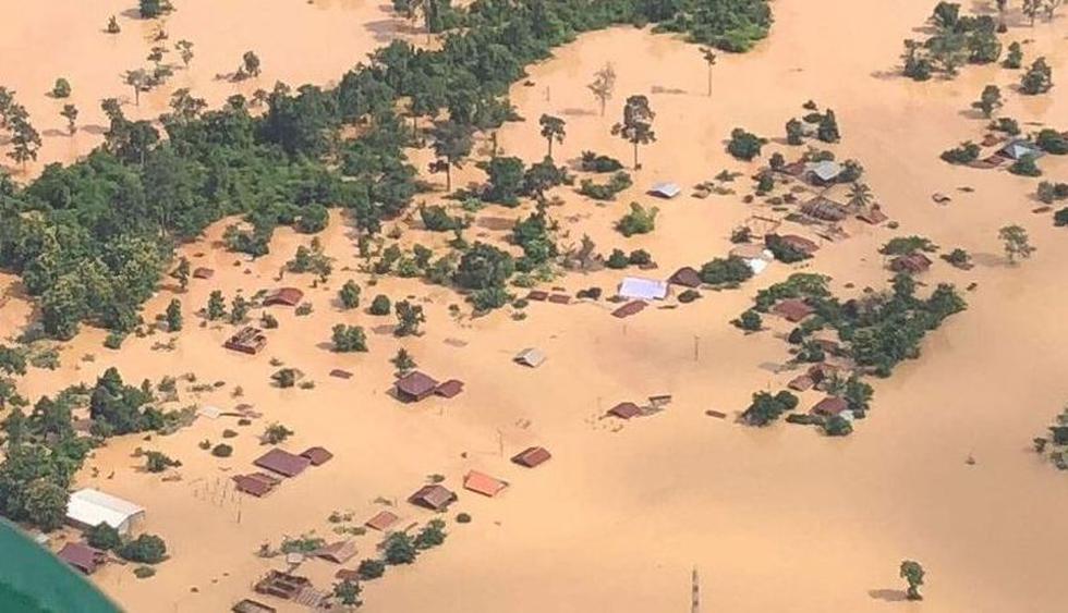 Las impresionantes fotos aéreas de la tragedia tras colapso de represa en Laos. (Captura: Twitter/@notisar1)