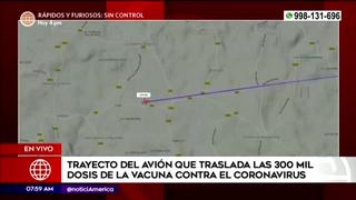 Conoce el trayecto del avión que trae las vacunas contra covid-19 al Perú