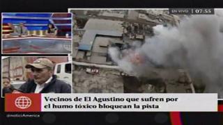 Vecinos afectados por incendio en El Agustino bloquearon la Vía Evitamiento [Videos]