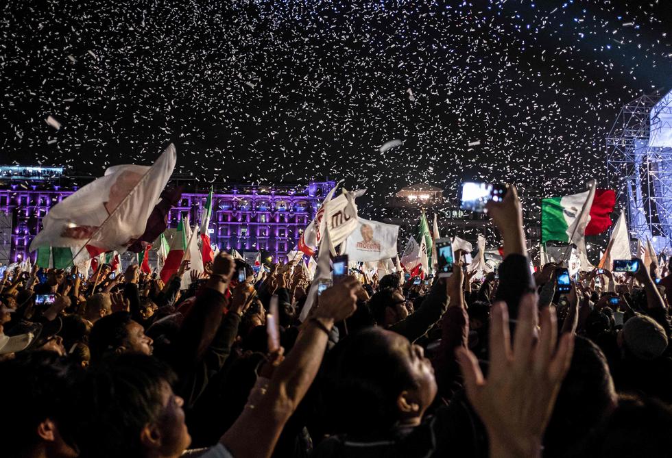 Así celebraron la victoria de Andrés Manuel López Obrador. (AFP)