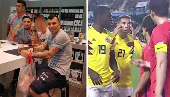 Diego Valdes, seleccionado de Chile, hizo este gesto a hincha de Corea del Sur. El colombiano Edwin Cardona fue castigado por la FIFA con 5 partidos hace unos meses. (Foto: @alaturkaonline)