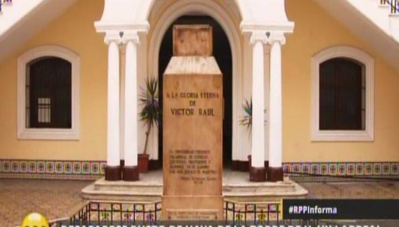 Universidad Federico Villarreal: Sujetos robaron busto de Víctor Raúl Haya de La Torre. (USI)