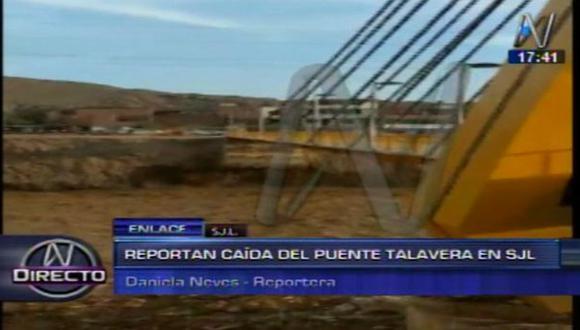 Huaico en San Juan de Lurigancho derribó puente peatonal que lo une a El Agustino. (Canal N)