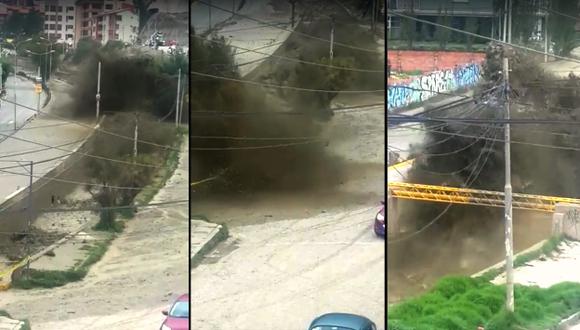 Bolivia: Avenida afectada por desborde del río fue cerrada. (Captura / YouTube)