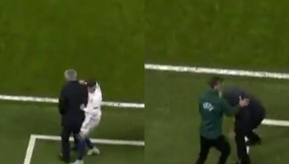Carlo Ancelotti quedó sentido tras un empujón de Federico Valverde. Foto: Captura de pantalla de ESPN.