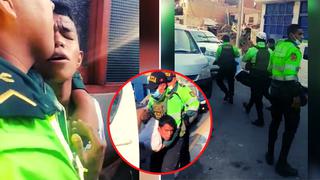 Serenos de Surco y policías cargan a ladrón para llevarlo a patrullero