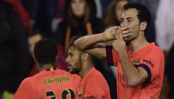 Barcelona se impuso 1-0 a Valencia con un tanto de Sergio Busquets. (AFP)